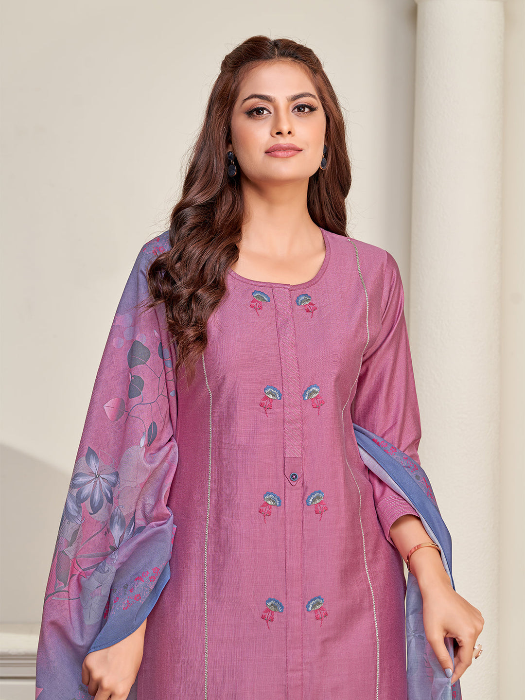 Dusty Rose Embroidered Suit Set