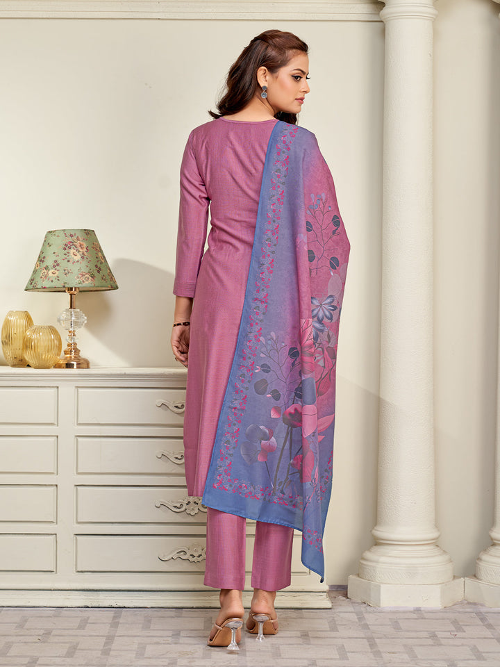 Dusty Rose Embroidered Suit Set
