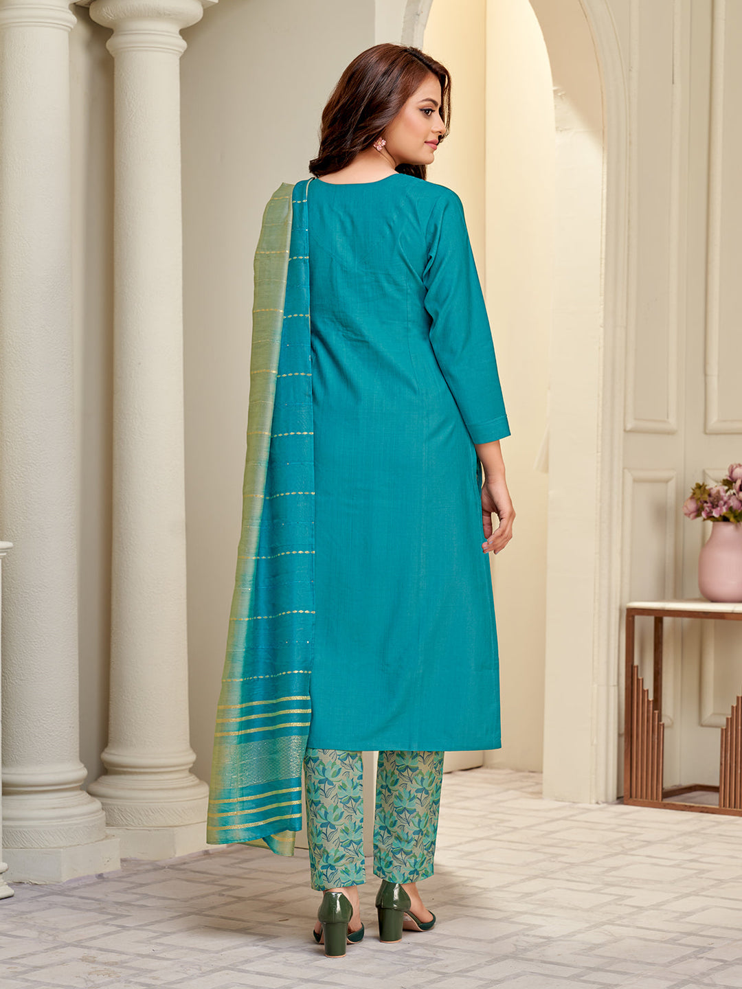 Blue Embroidered Suit Set
