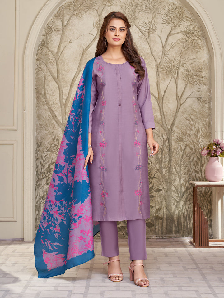 Lavender Embroidered Suit Set
