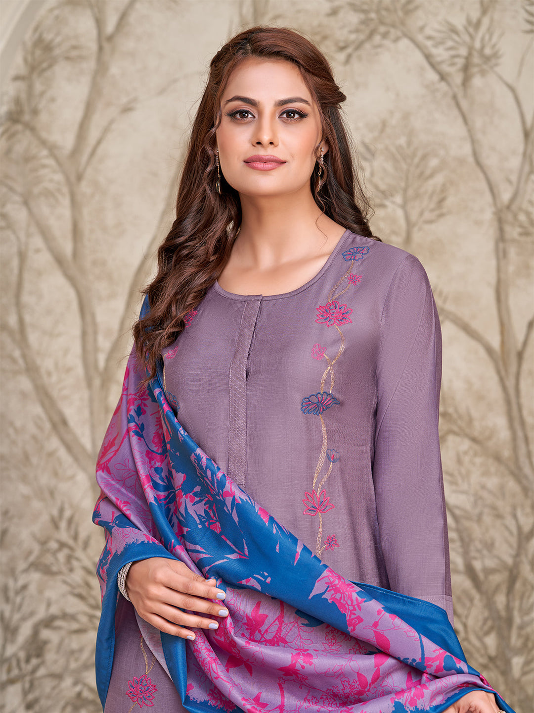 Lavender Embroidered Suit Set