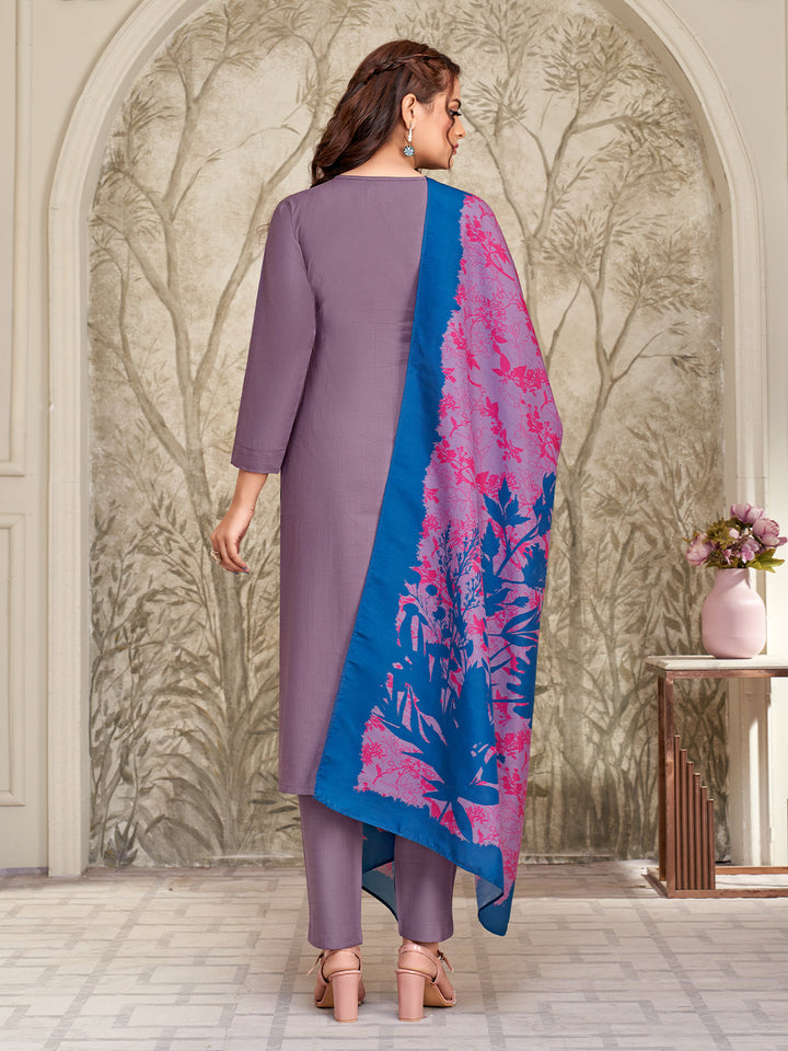 Lavender Embroidered Suit Set