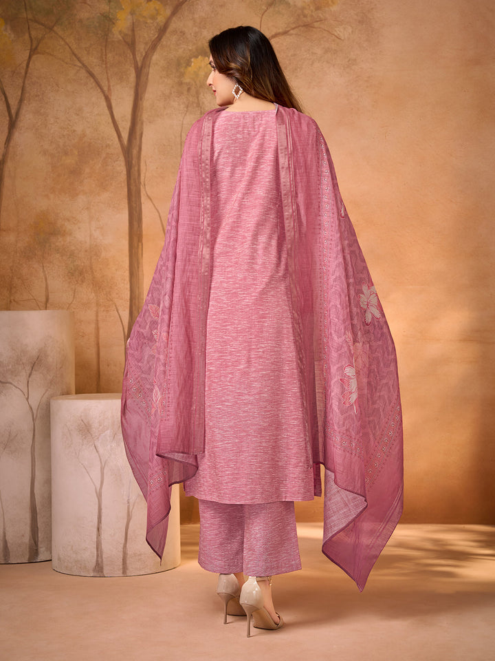 Rose Pink Embroidered Suit Set