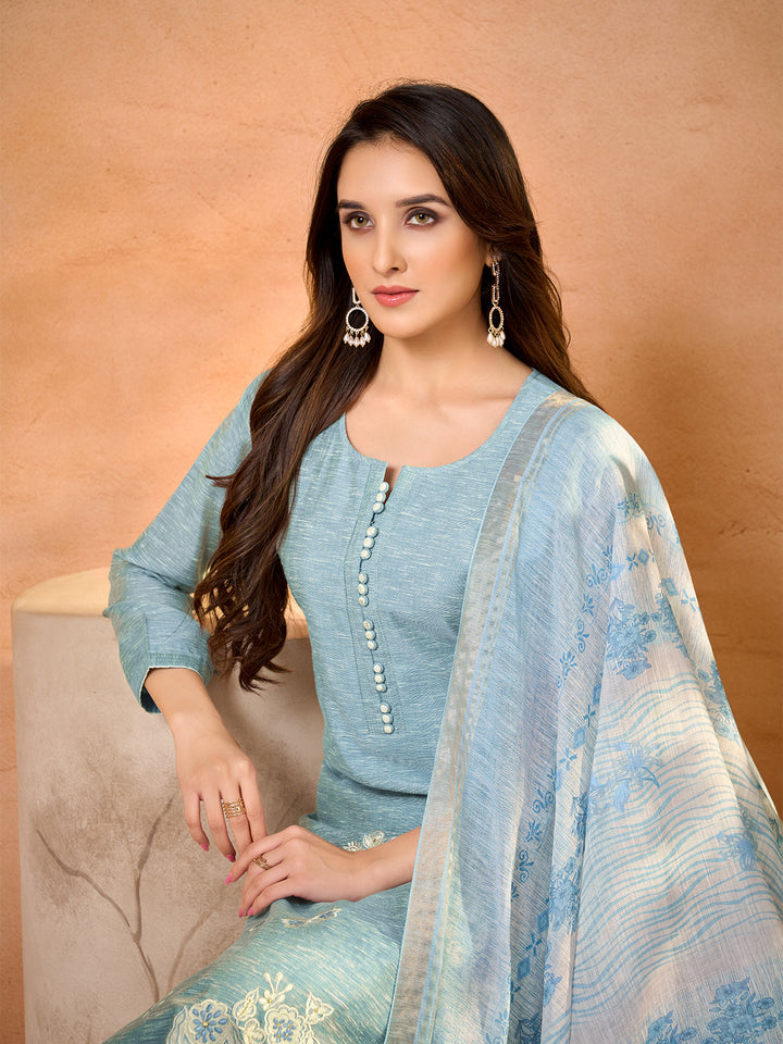 Powder Blue Floral Suit Set