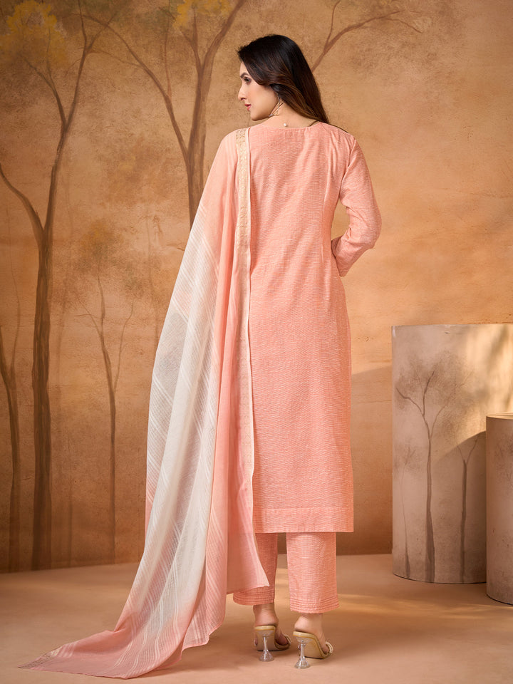 Blush Peach Embroidered Suit Set