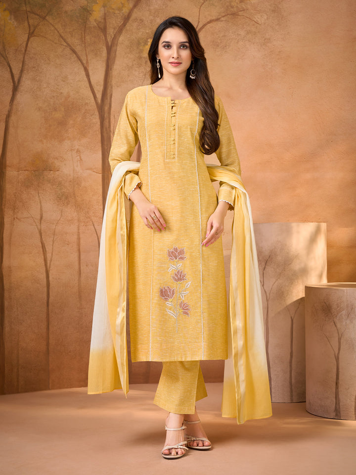 Sunlit Mustard Embroidered Suit Set