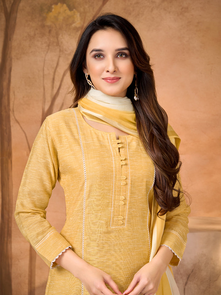 Sunlit Mustard Embroidered Suit Set