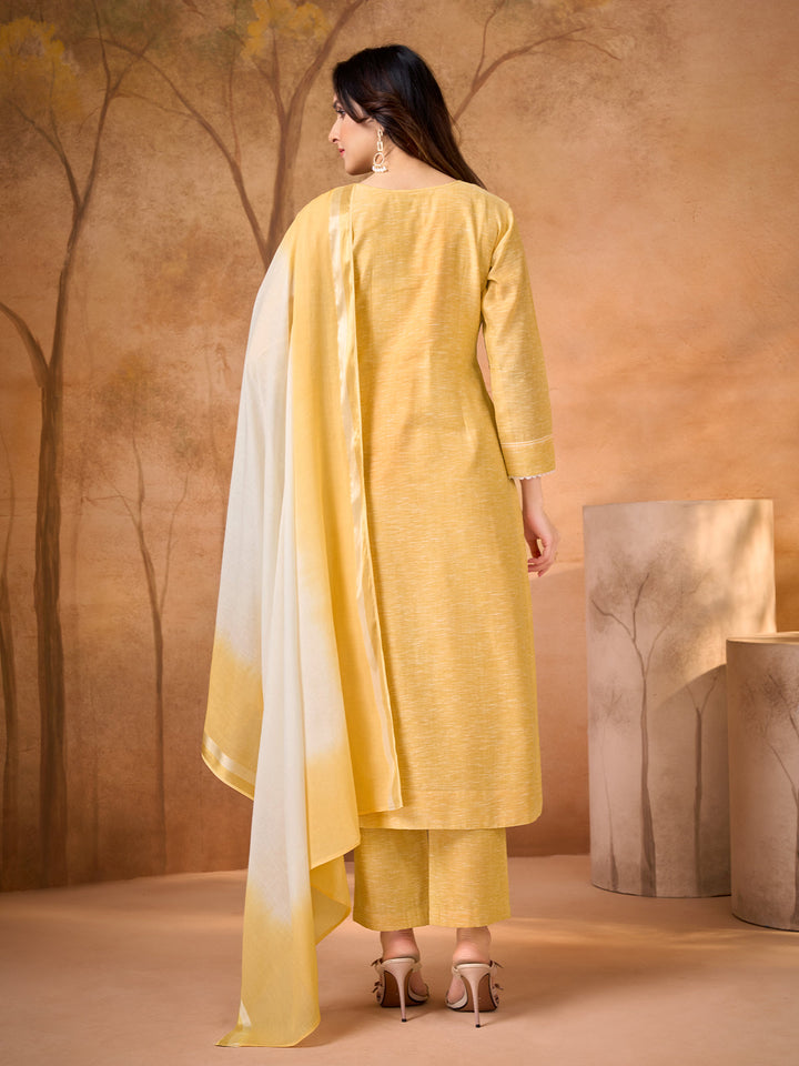 Sunlit Mustard Embroidered Suit Set