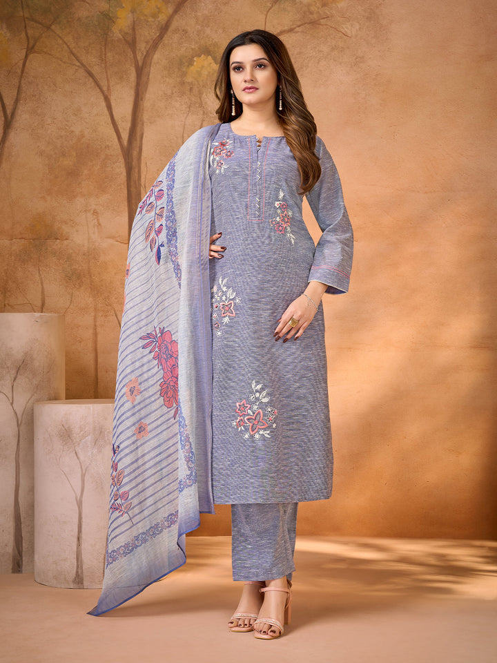 Lavender Embroidered Suit Set