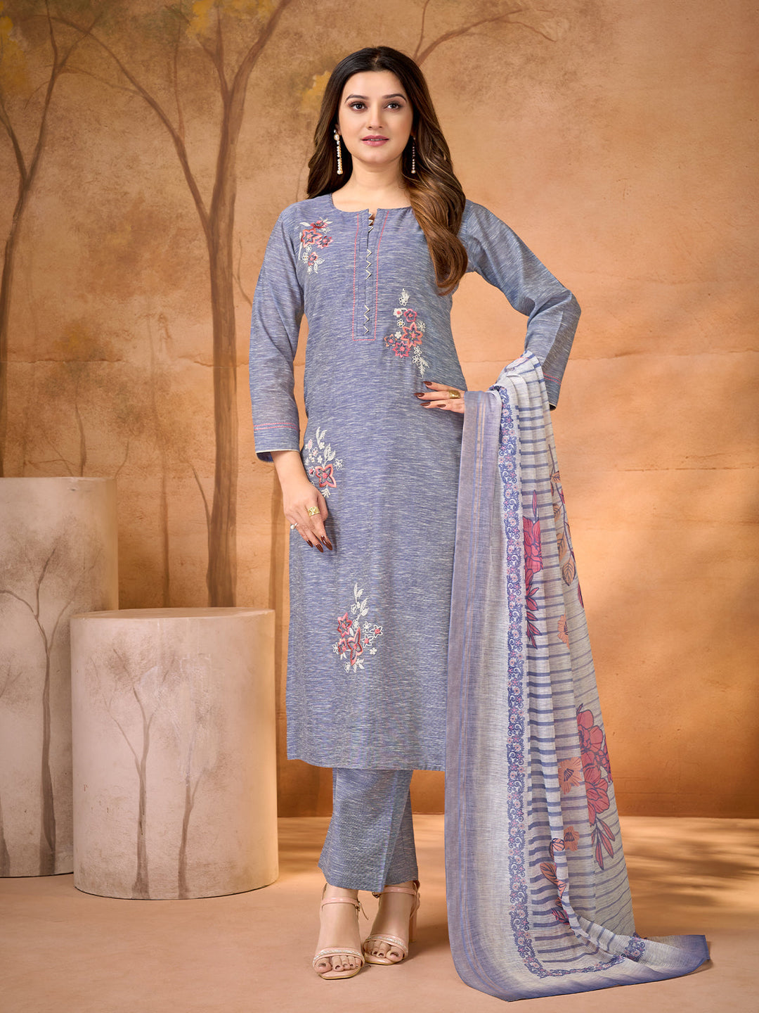 Lavender Embroidered Suit Set