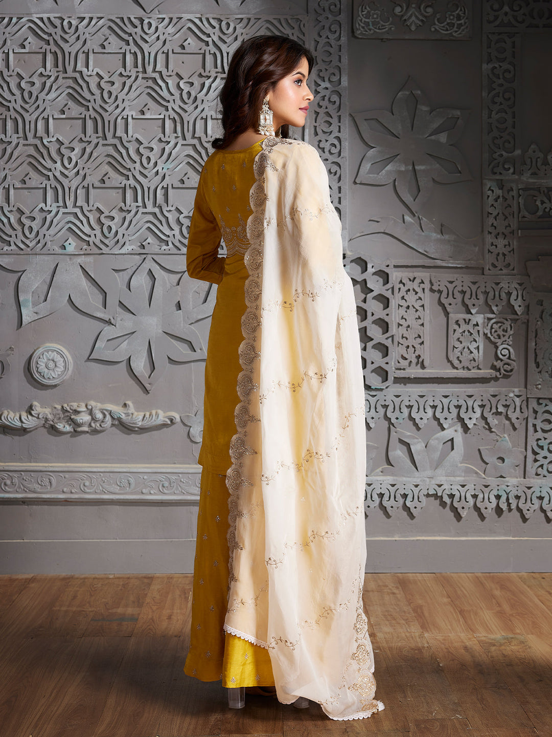 Yellow Semi-Silk Sharara Set