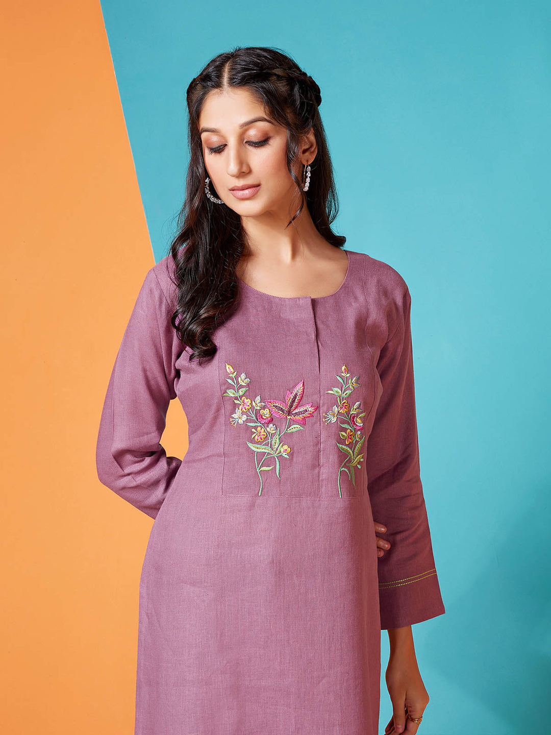 Dusty Purple Linen Kurti