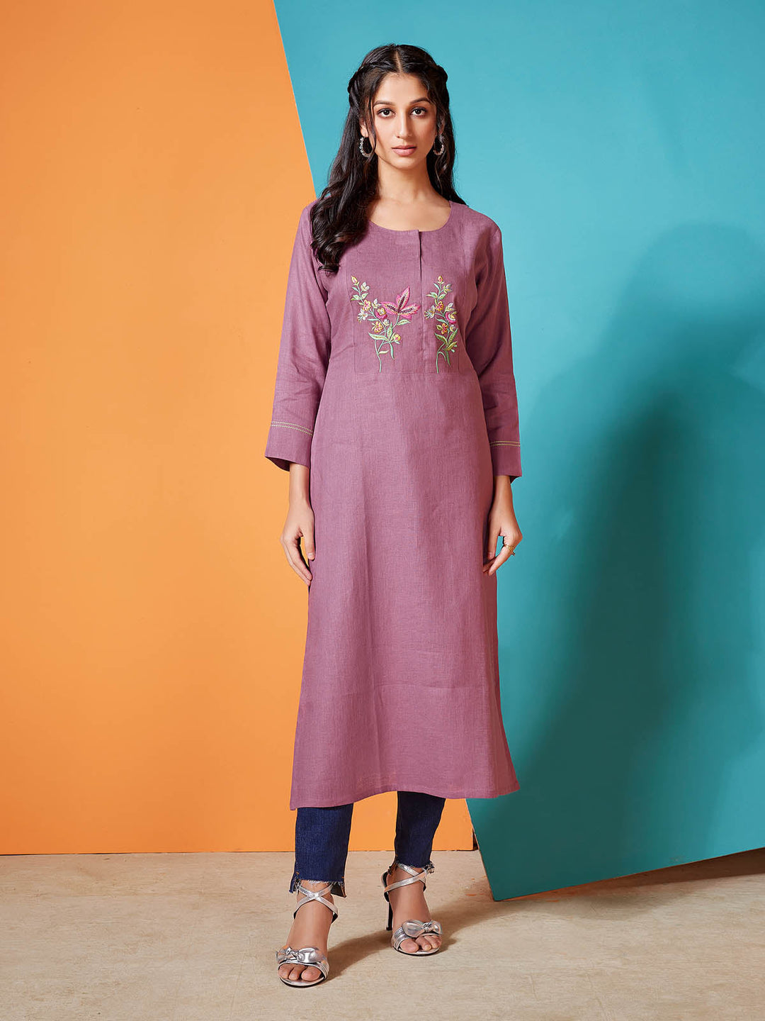 Dusty Purple Linen Kurti