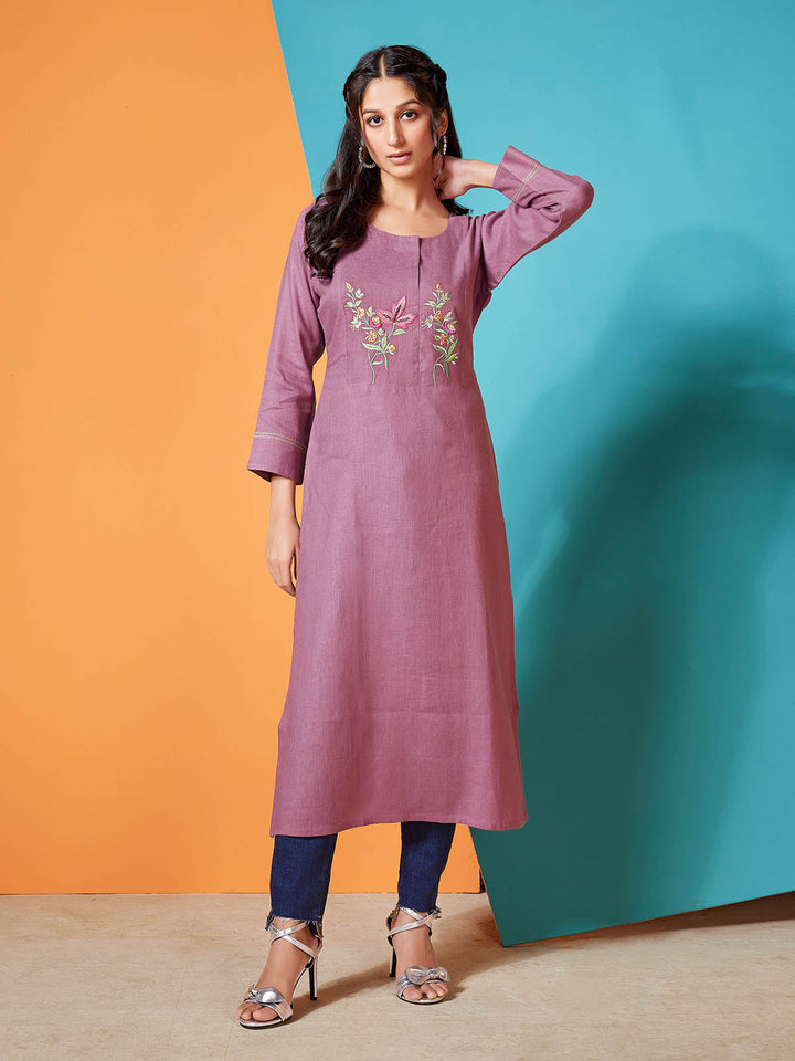 Dusty Purple Linen Kurti