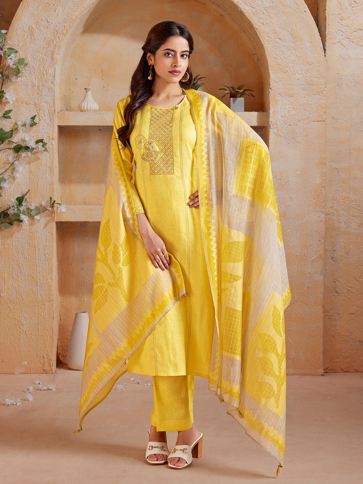 Lemon Yellow Linen Suit Set