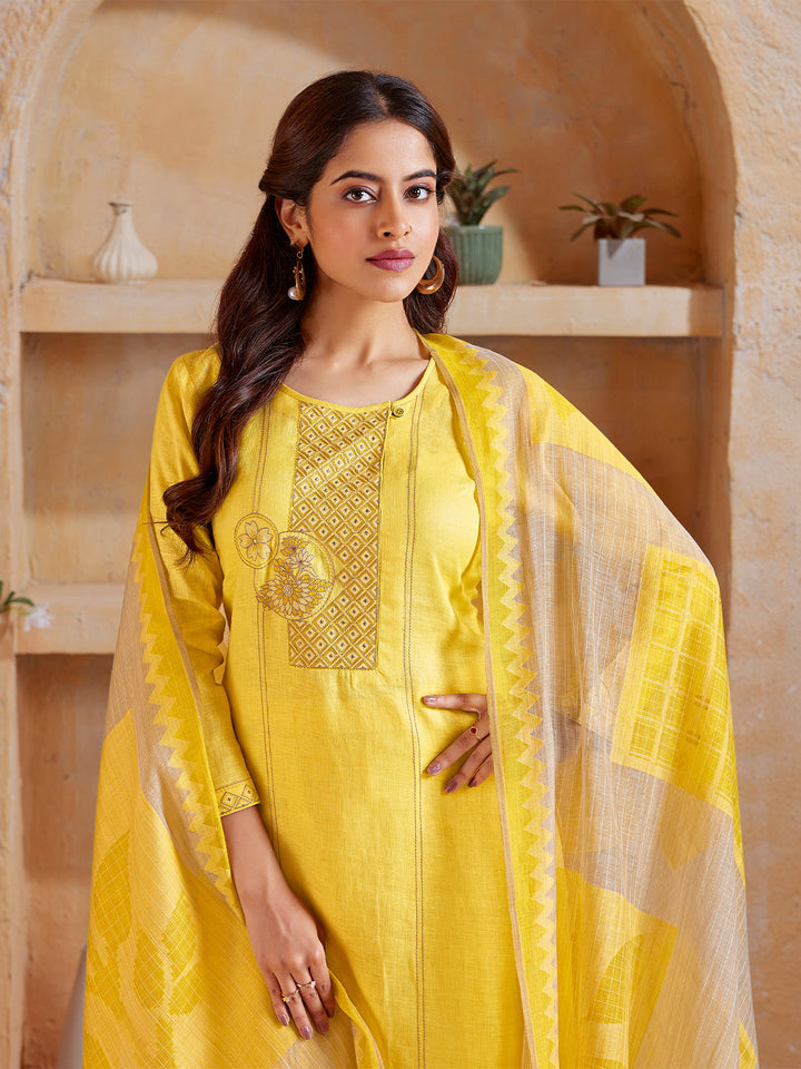 Lemon Yellow Linen Suit Set