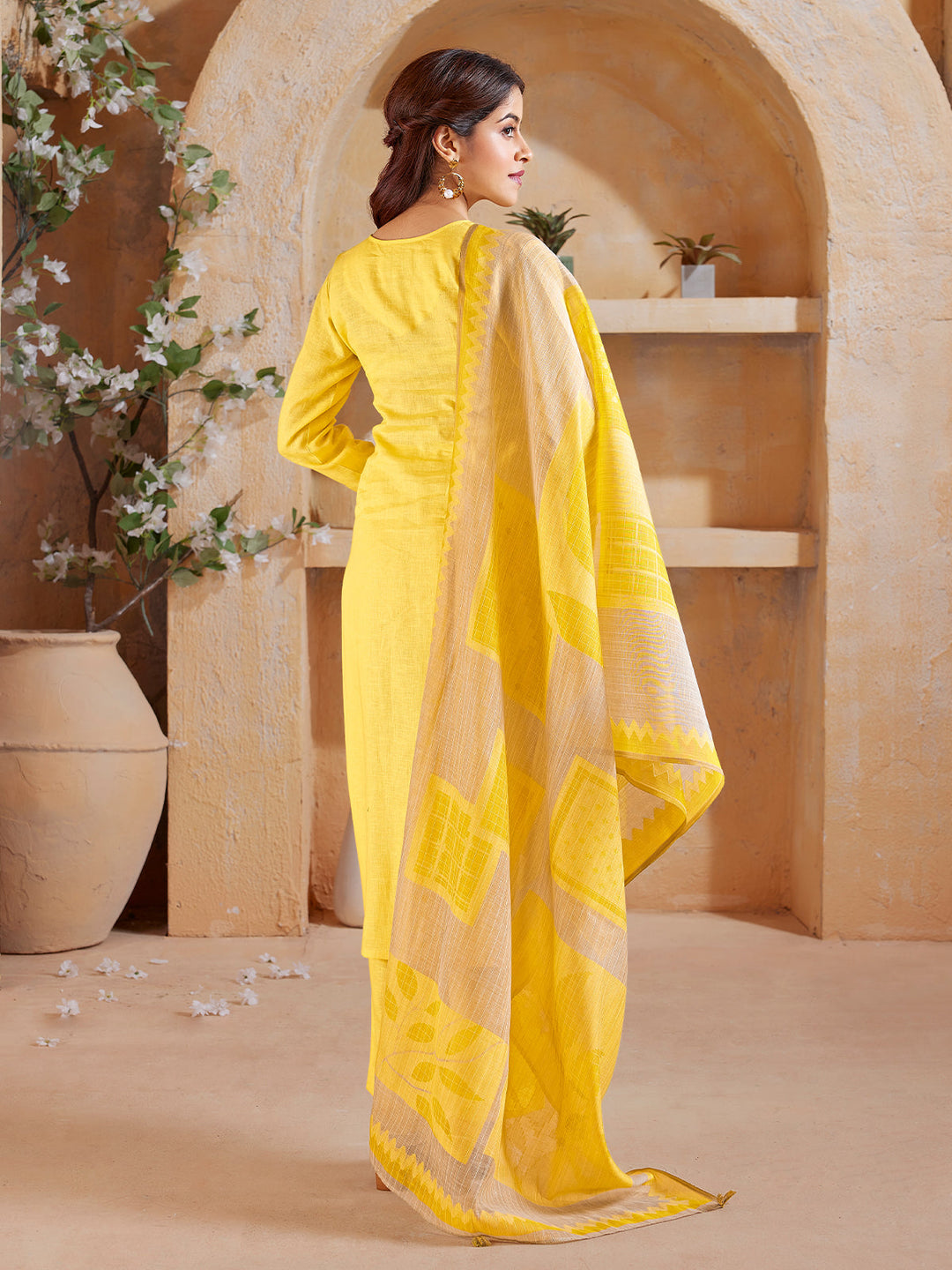 Lemon Yellow Linen Suit Set