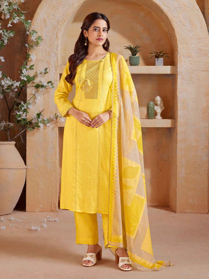 Lemon Yellow Linen Suit Set