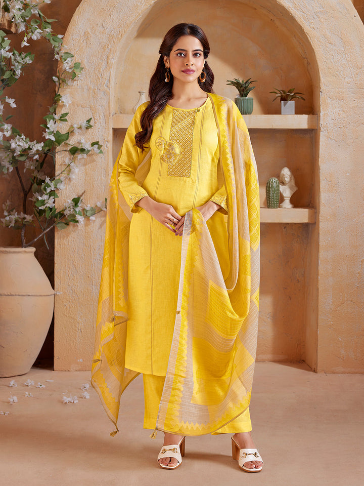 Lemon Yellow Linen Suit Set