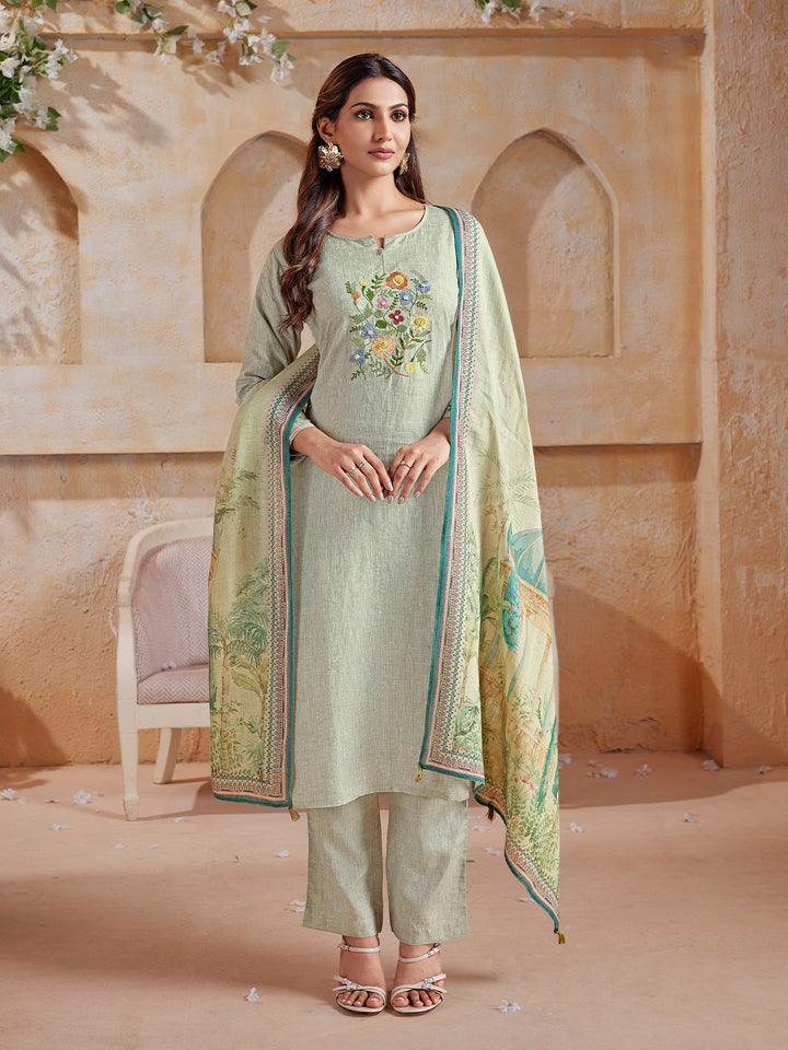 Muted Green Linen Suit Se