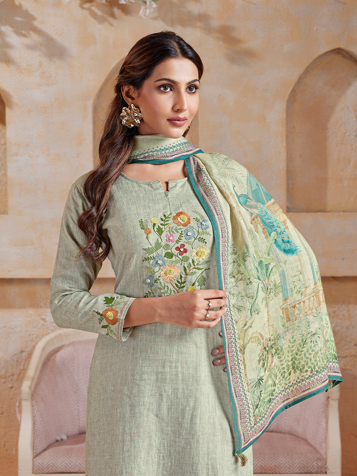 Muted Green Linen Suit Se