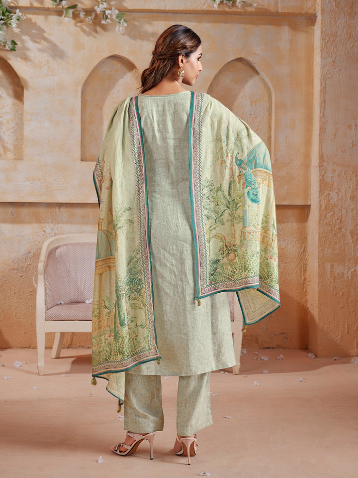 Muted Green Linen Suit Se