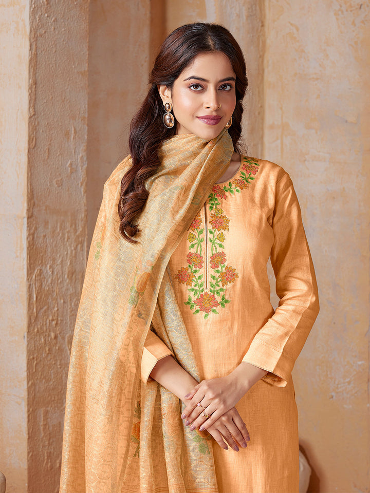 Peach Linen Suit Set