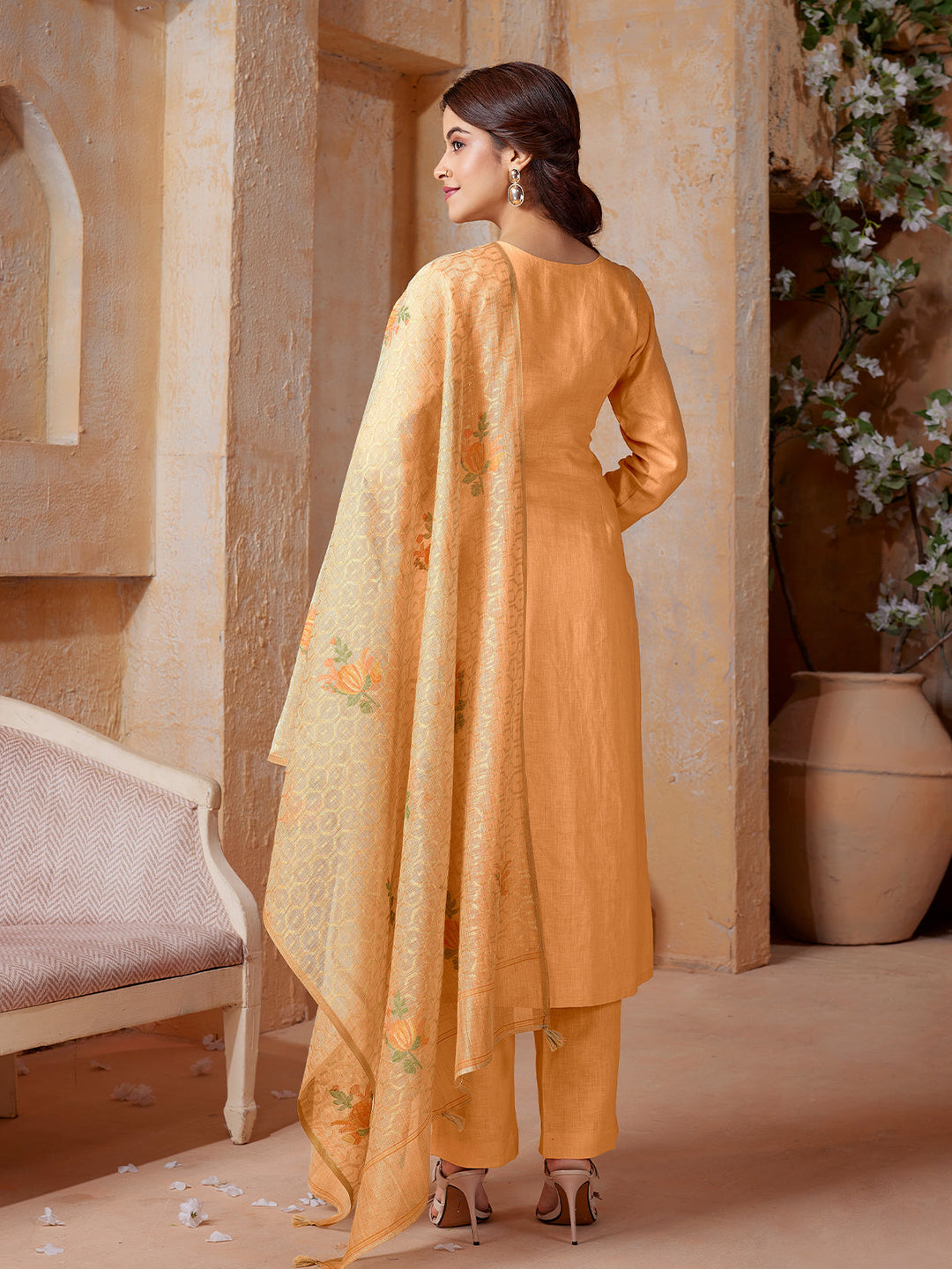 Peach Linen Suit Set