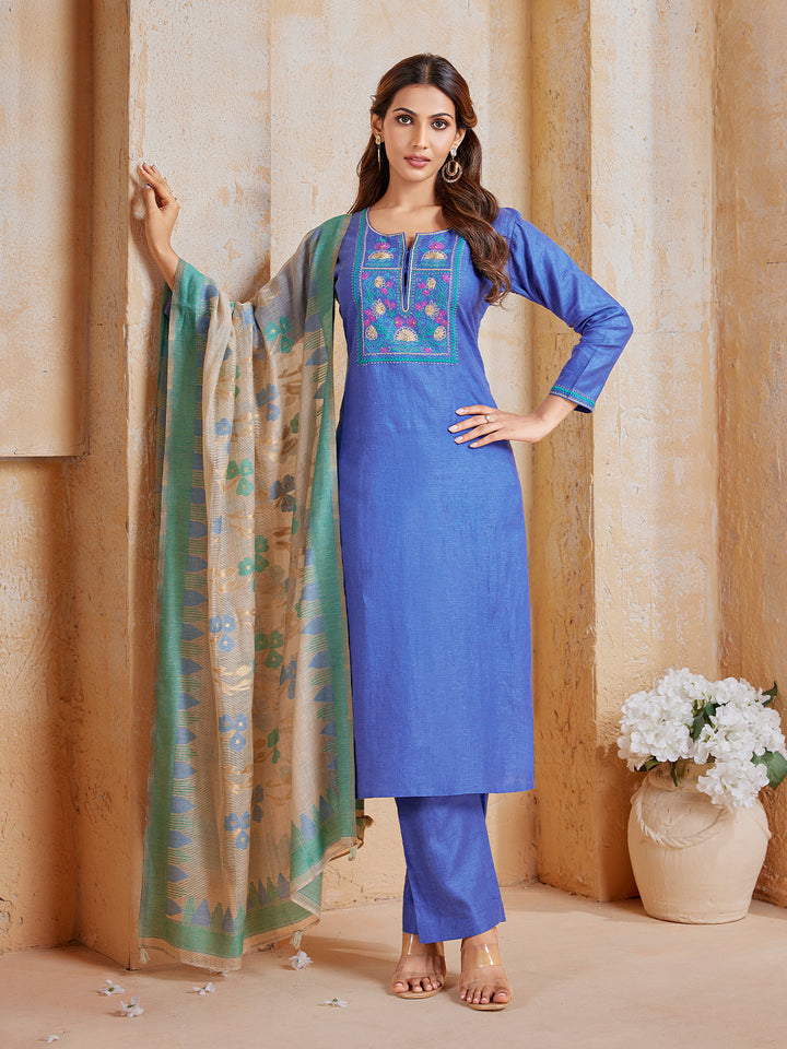 Celestial Blue Linen Suit Set