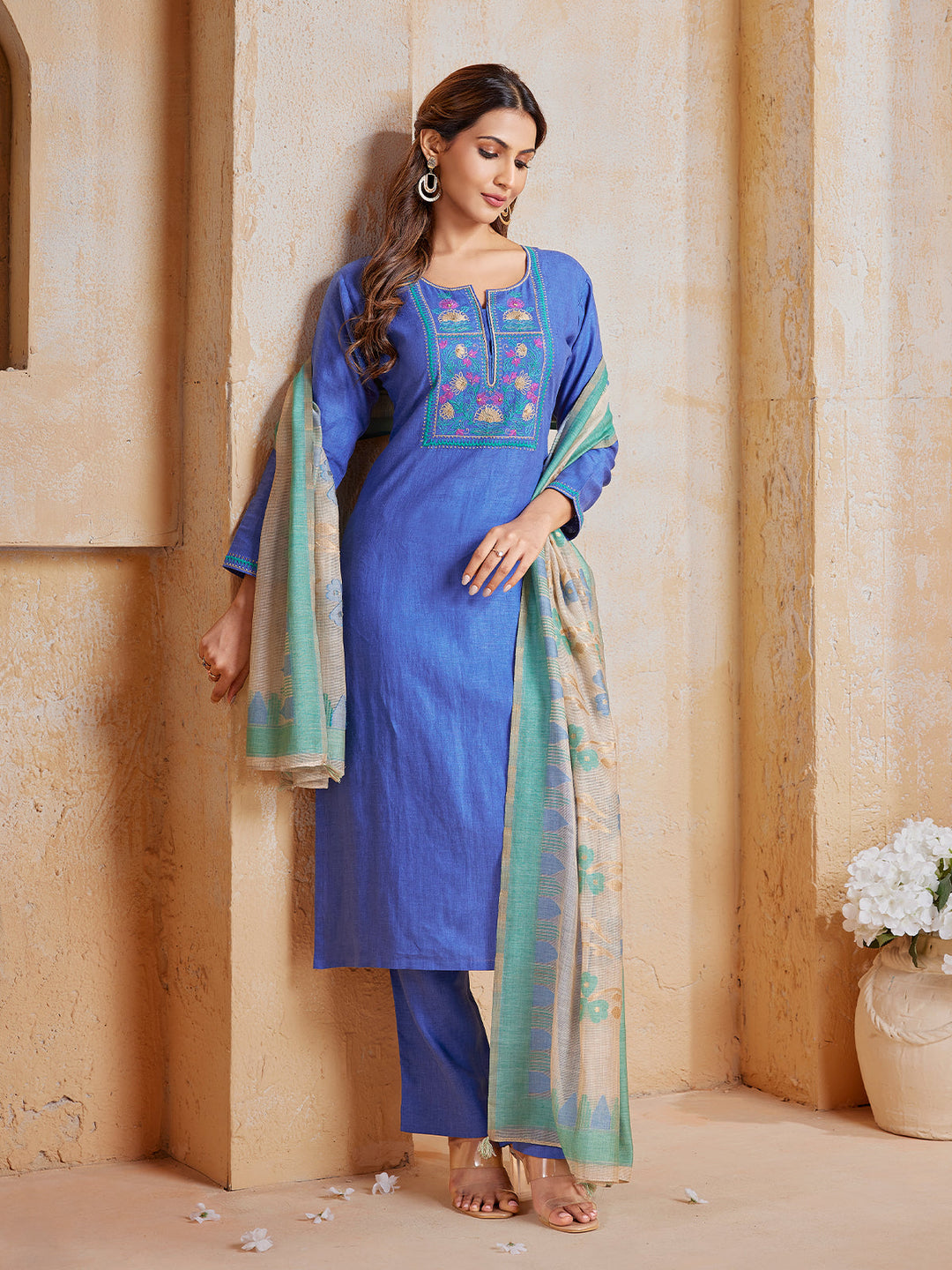 Celestial Blue Linen Suit Set