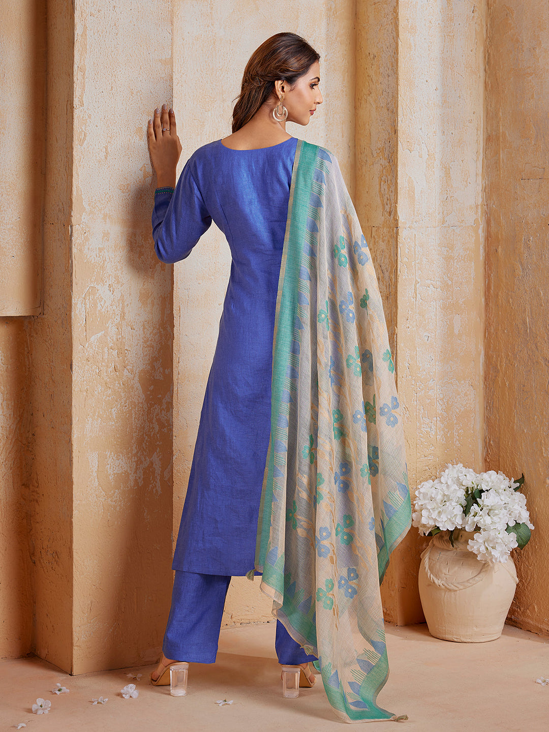 Celestial Blue Linen Suit Set