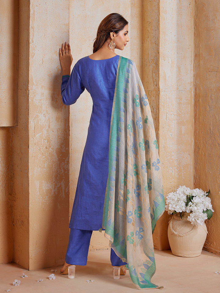 Celestial Blue Linen Suit Set