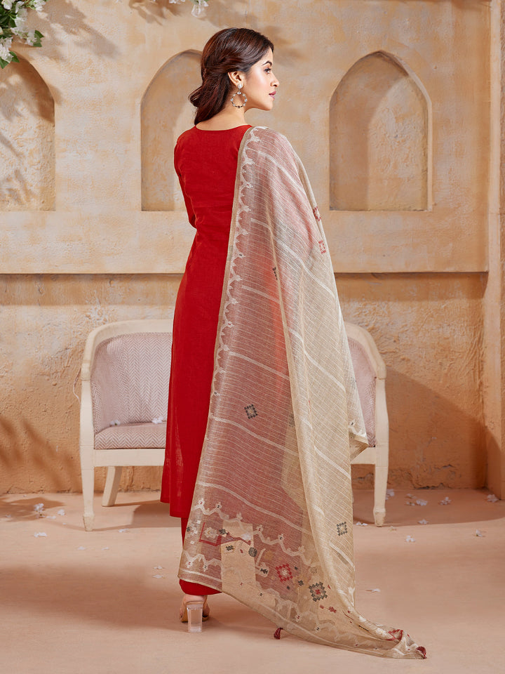 Orange Linen Suit Set