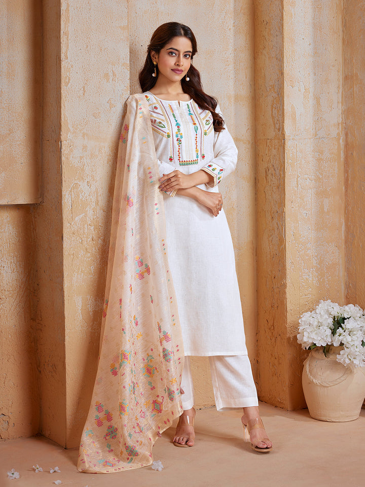 White Linen Suit Set