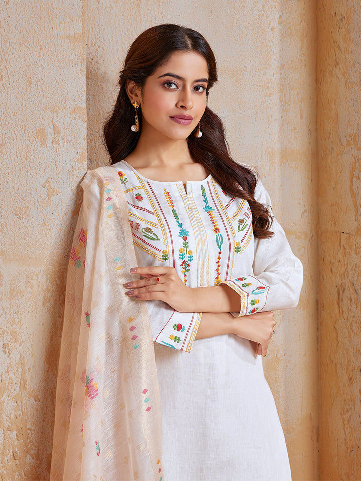 White Linen Suit Set