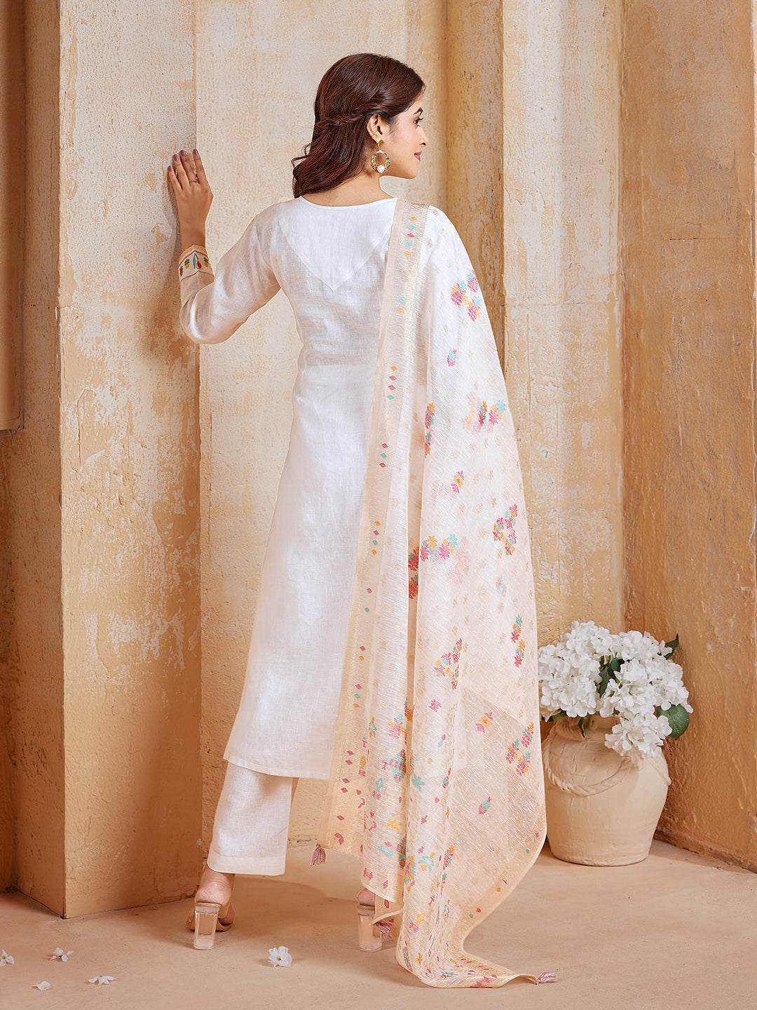 White Linen Suit Set