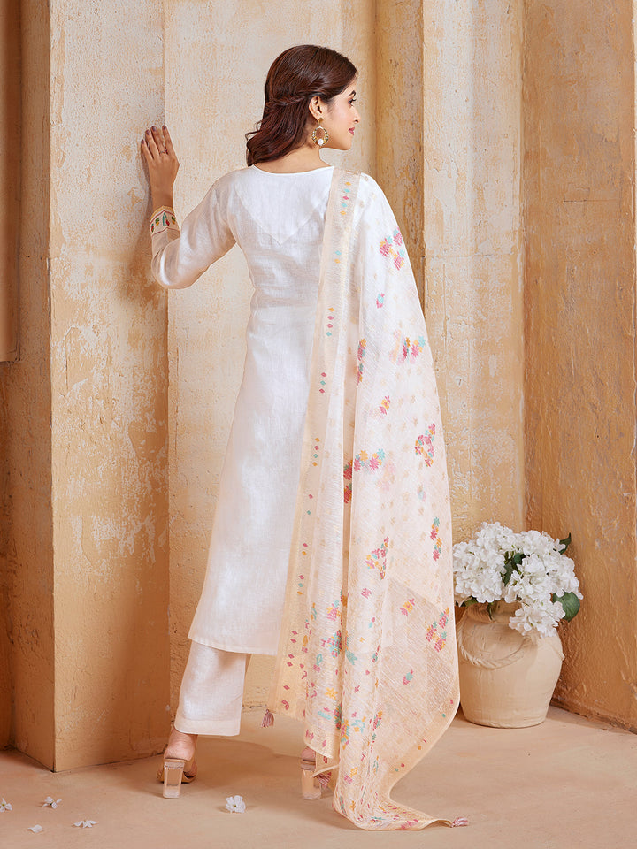 White Linen Suit Set