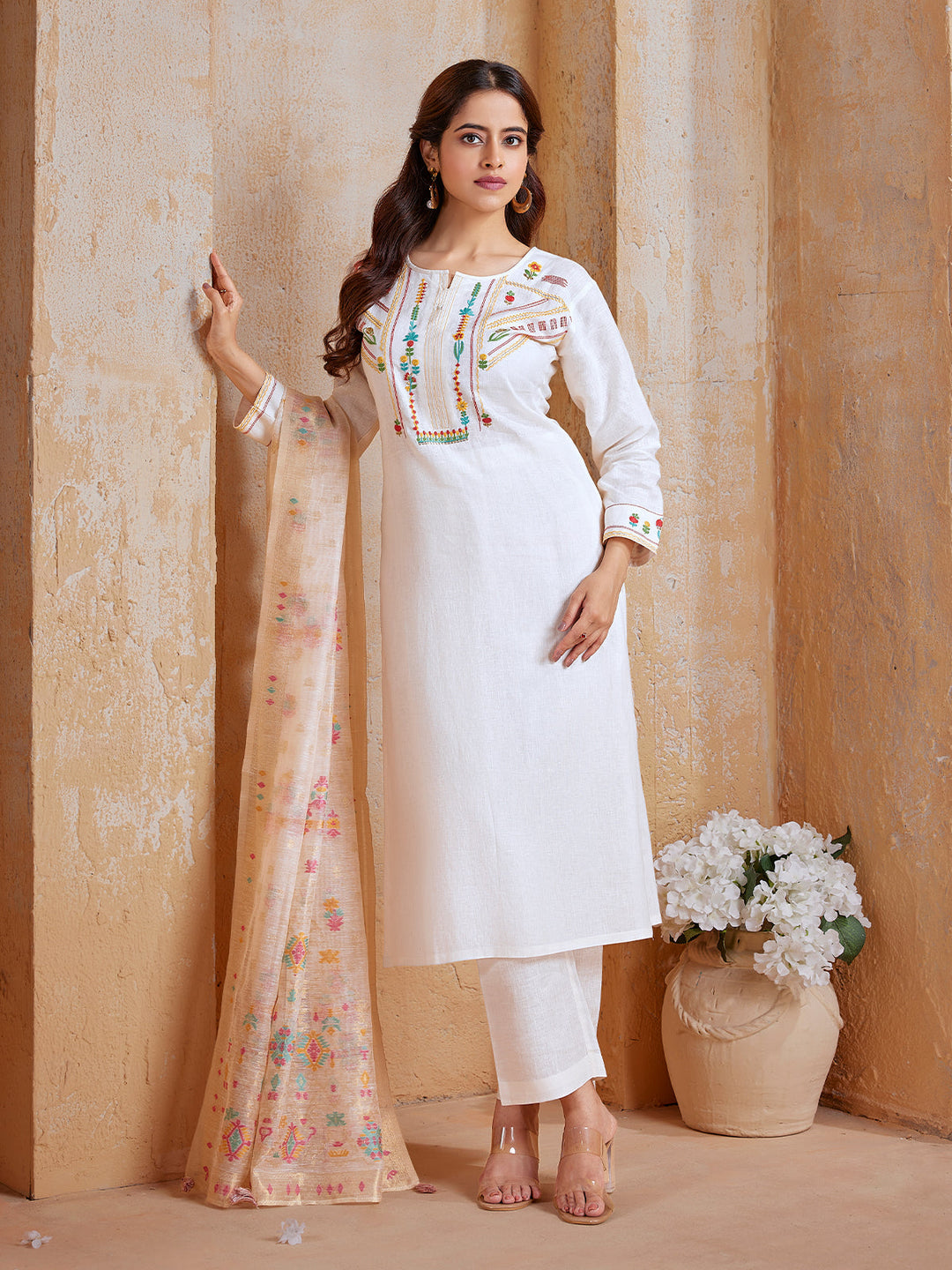 White Linen Suit Set