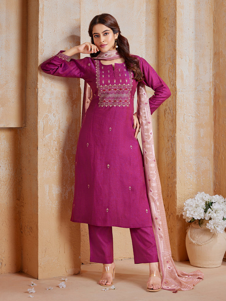 Plum Pink Linen Suit Set