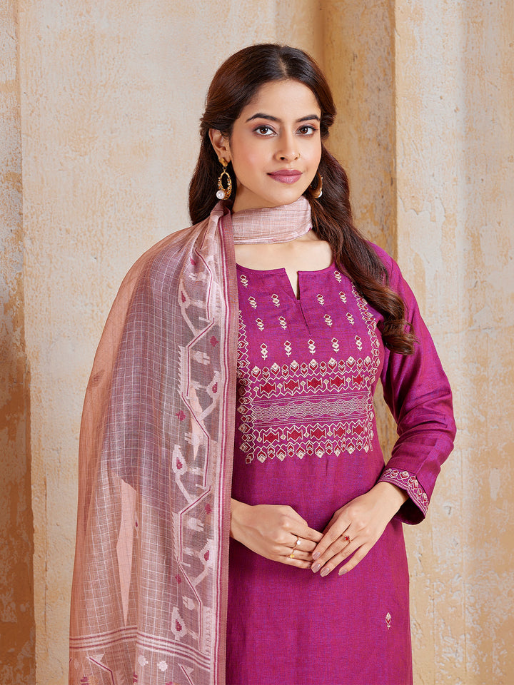 Plum Pink Linen Suit Set