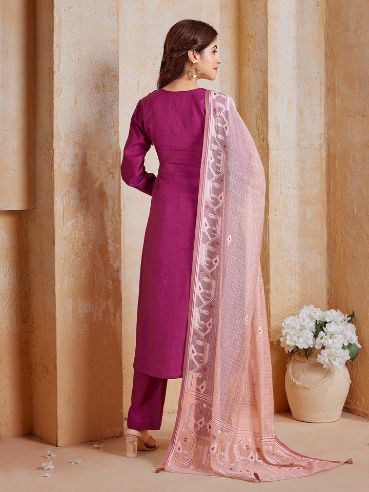 Plum Pink Linen Suit Set