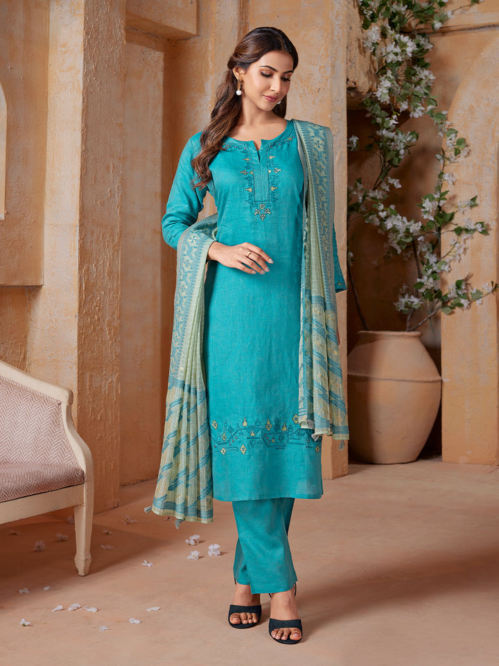 Royal Cobalt Linen Suit Set