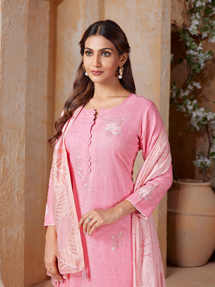 Soft Pink Linen Suit Set