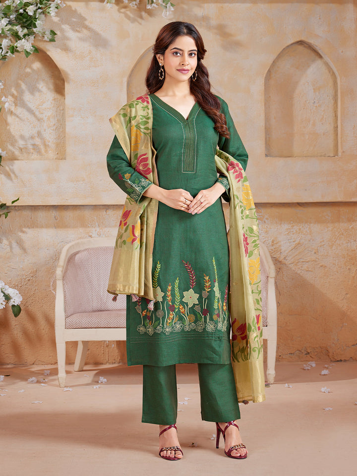 Forest Green Linen Suit Set