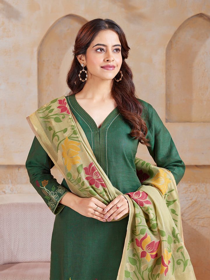 Forest Green Linen Suit Set