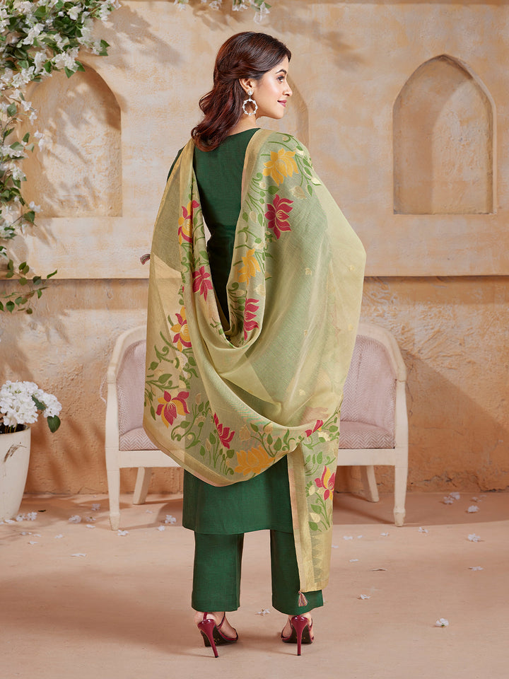 Forest Green Linen Suit Set