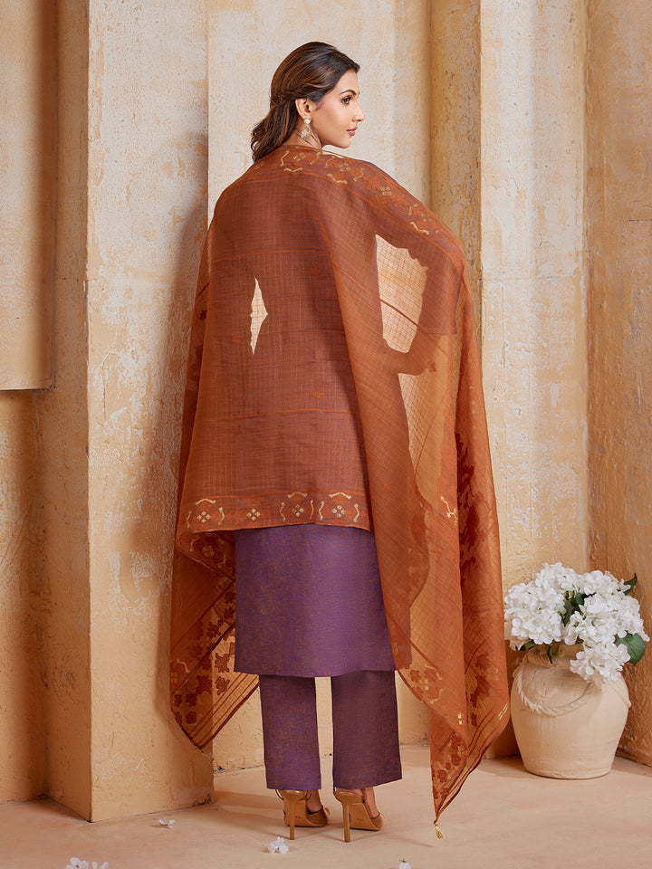 Purple Linen Suit Set