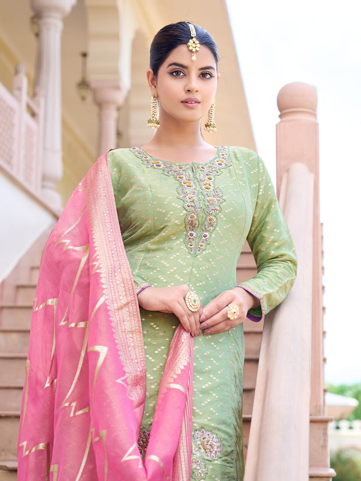 Mint Green Jacquard Suit set