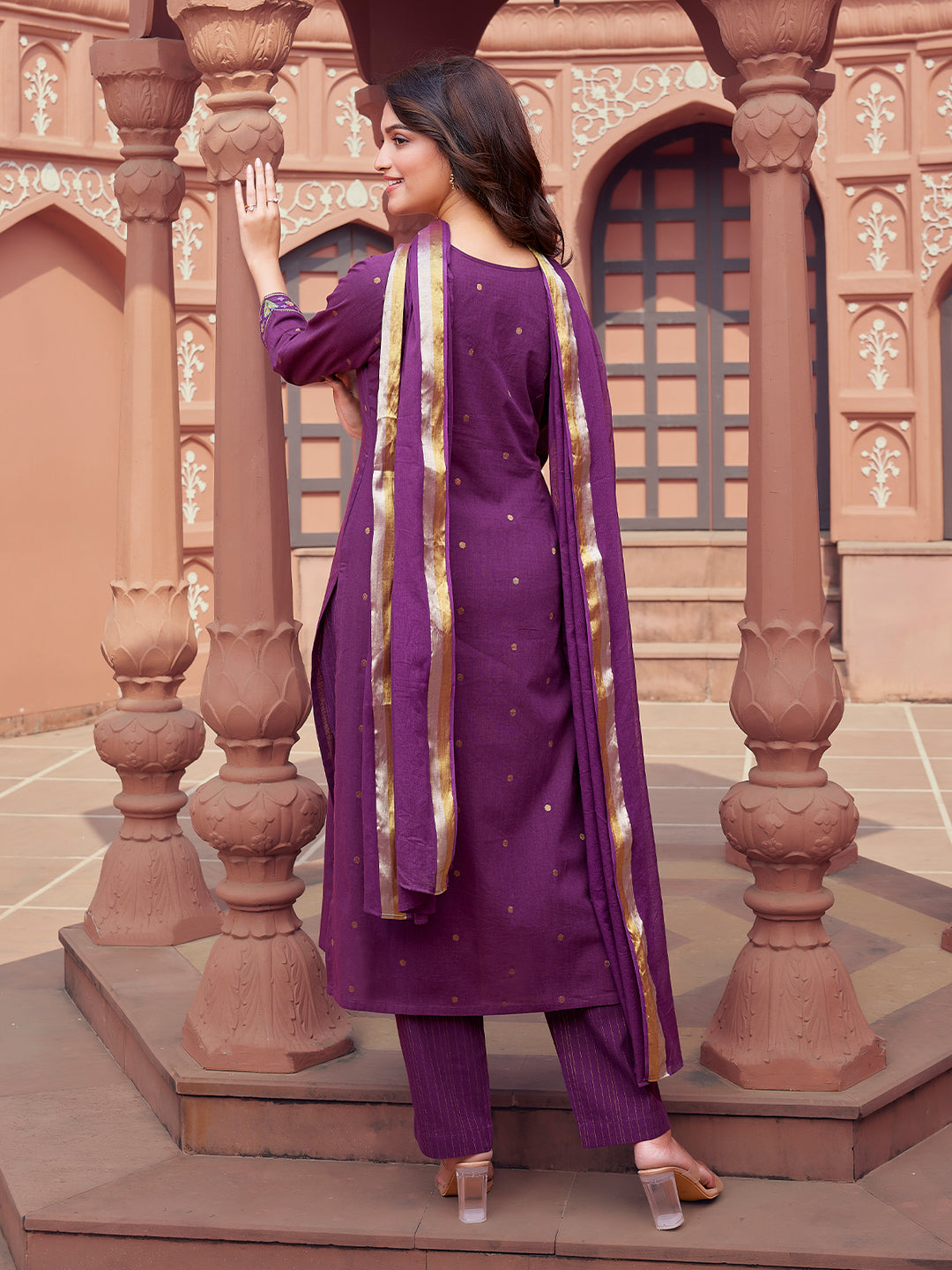 Mulberry Plum Woven  Cotton Suit Set