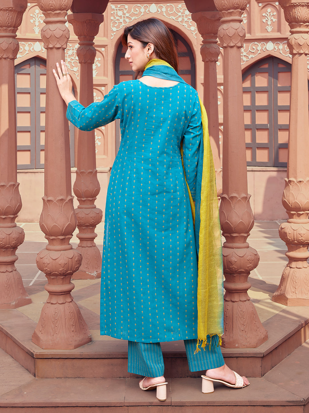Vivid Blue Woven Cotton Suit Set